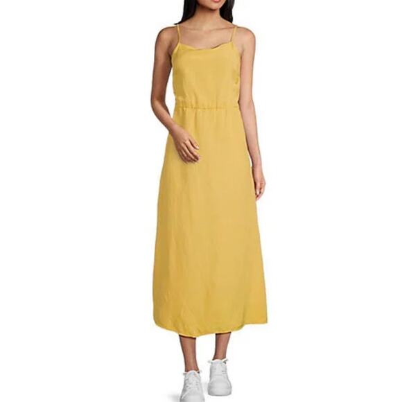 Anthropologie Cloth and Stone yellow open tie on the back midi dress - Picture 1 of 10